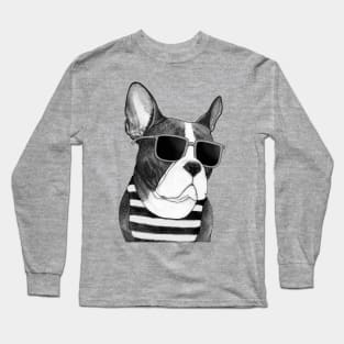 Frenchie Summer Style b&w Long Sleeve T-Shirt